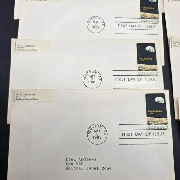 Apollo 8 First Day Of Issue Stamped Envelopes Set Of 10 Vintage 1969 LI3031 - Picture 3 of 9